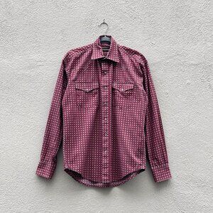Stetson Men's Western Red Geometric Print Long Sleeve Shirt Small